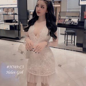 Sexy babydoll mini white lace dress size Small